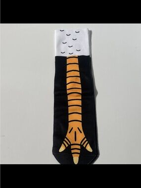 Novelty Chicken Leg Graphic Crew Socks - Black, White & Orange Youth